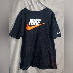 Nike Men's Black Tee with Orange and White Logo
